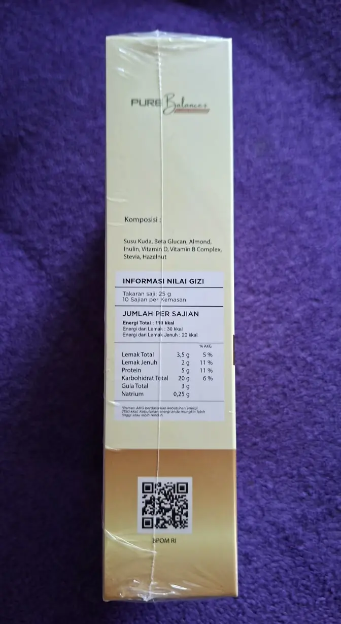 Panel label aktif PUREBALANCE+
